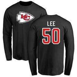 Darron Lee Black Name & Number Logo - #50 Football Kansas City Chiefs Long Sleeve T-Shirt