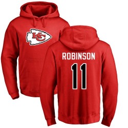 Demarcus Robinson Red Name & Number Logo - #11 Football Kansas City Chiefs Pullover Hoodie