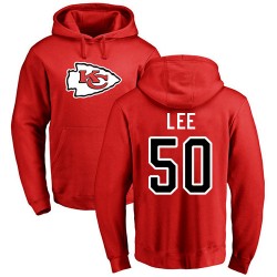 Darron Lee Red Name & Number Logo - #50 Football Kansas City Chiefs Pullover Hoodie