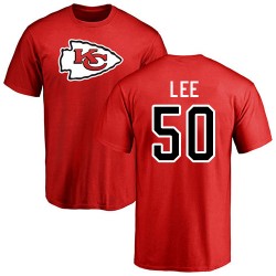Darron Lee Red Name & Number Logo - #50 Football Kansas City Chiefs T-Shirt