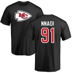Derrick Nnadi Black Name & Number Logo - #91 Football Kansas City Chiefs T-Shirt