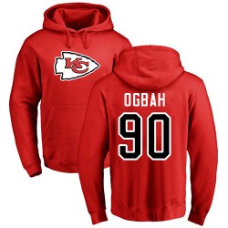Emmanuel Ogbah Red Name & Number Logo - #90 Football Kansas City Chiefs Pullover Hoodie