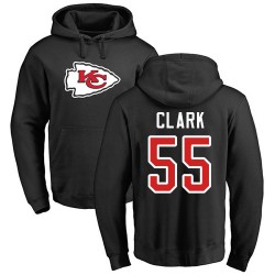 Frank Clark Black Name & Number Logo - #55 Football Kansas City Chiefs Pullover Hoodie
