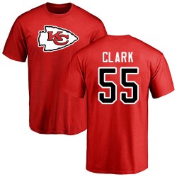 Frank Clark Red Name & Number Logo - #55 Football Kansas City Chiefs T-Shirt