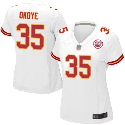 Game Women's Christian Okoye White Road Jersey - #35 Football Kansas City Chiefs