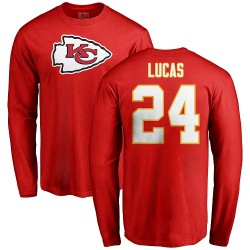 Jordan Lucas Red Name & Number Logo - #24 Football Kansas City Chiefs Long Sleeve T-Shirt