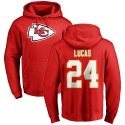 Jordan Lucas Red Name & Number Logo - #24 Football Kansas City Chiefs Pullover Hoodie