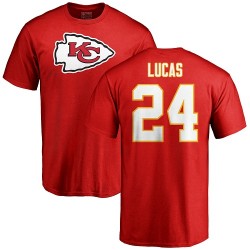 Jordan Lucas Red Name & Number Logo - #24 Football Kansas City Chiefs T-Shirt