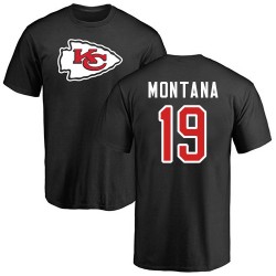 Joe Montana Black Name & Number Logo - #19 Football Kansas City Chiefs T-Shirt