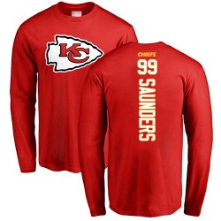Khalen Saunders Red Backer - #99 Football Kansas City Chiefs Long Sleeve T-Shirt