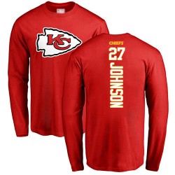 Larry Johnson Red Backer - #27 Football Kansas City Chiefs Long Sleeve T-Shirt