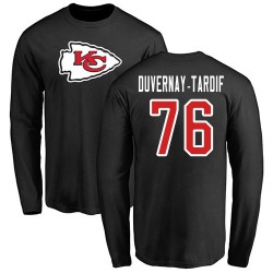 Laurent Duvernay-Tardif Black Name & Number Logo - #76 Football Kansas City Chiefs Long Sleeve T-Shirt