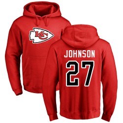 Larry Johnson Red Name & Number Logo - #27 Football Kansas City Chiefs Pullover Hoodie
