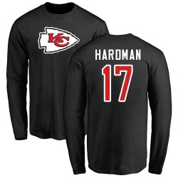 Mecole Hardman Black Name & Number Logo - #17 Football Kansas City Chiefs Long Sleeve T-Shirt