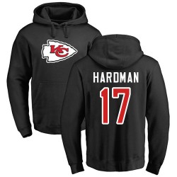 Mecole Hardman Black Name & Number Logo - #17 Football Kansas City Chiefs Pullover Hoodie