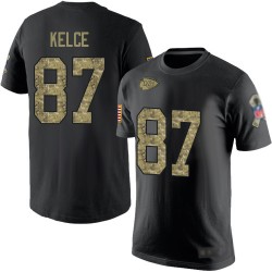 Travis Kelce Black/Camo Salute to Service - #87 Football Kansas City Chiefs T-Shirt