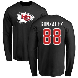 Tony Gonzalez Black Name & Number Logo - #88 Football Kansas City Chiefs Long Sleeve T-Shirt