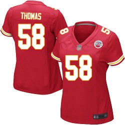 Game Women's Derrick Thomas Red Home Jersey - #58 Football Kansas City Chiefs