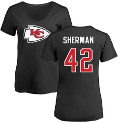 Women's Anthony Sherman Black Name & Number Logo Slim Fit - #42 Football Kansas City Chiefs T-Shirt