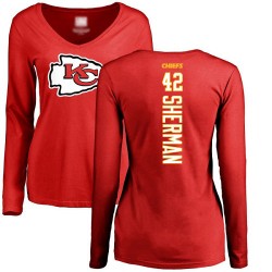 Women's Anthony Sherman Red Backer Slim Fit - #42 Football Kansas City Chiefs Long Sleeve T-Shirt