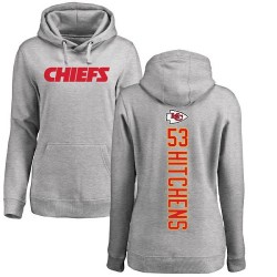 Women's Anthony Hitchens Ash Backer - #53 Football Kansas City Chiefs Pullover Hoodie