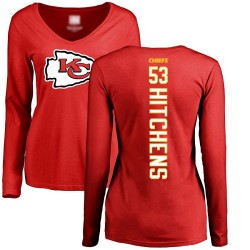Women's Anthony Hitchens Red Backer Slim Fit - #53 Football Kansas City Chiefs Long Sleeve T-Shirt