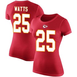 Women's Armani Watts Red Rush Pride Name & Number - #25 Football Kansas City Chiefs T-Shirt