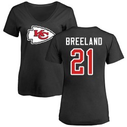 Women's Bashaud Breeland Black Name & Number Logo Slim Fit - #21 Football Kansas City Chiefs T-Shirt
