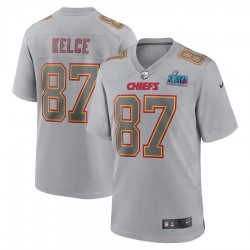 Travis Kelce Kansas City Chiefs Nike Super Bowl LVII Patch Atmosphere Fashion Game Jersey - Gray
