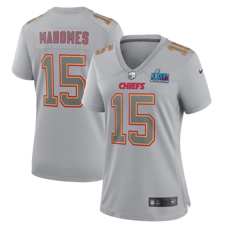 Patrick Mahomes Kansas City Chiefs Nike Women's Super Bowl LVII Patch  Atmosphere Fashion Game Jersey - Gray Size S