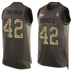 Limited Men's Anthony Sherman Green Jersey - #42 Football Kansas City Chiefs Salute to Service Tank Top