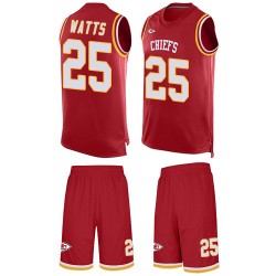 Limited Men's Armani Watts Red Jersey - #25 Football Kansas City Chiefs Tank Top Suit