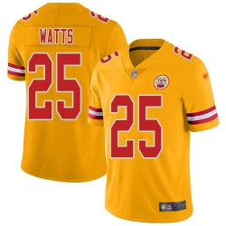 Limited Men's Armani Watts Gold Jersey - #25 Football Kansas City Chiefs Inverted Legend