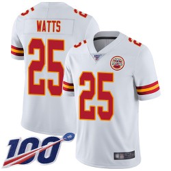 Limited Men's Armani Watts White Road Jersey - #25 Football Kansas City Chiefs 100th Season Vapor Untouchable