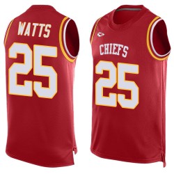 Limited Men's Armani Watts Red Jersey - #25 Football Kansas City Chiefs Player Name & Number Tank Top