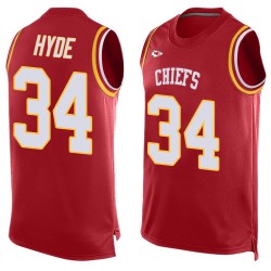 Limited Men's Carlos Hyde Red Jersey - #34 Football Kansas City Chiefs Player Name & Number Tank Top