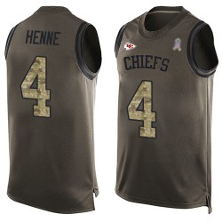 Limited Men's Chad Henne Green Jersey - #4 Football Kansas City Chiefs Salute to Service Tank Top
