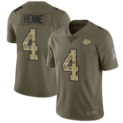 Limited Men's Chad Henne Olive/Camo Jersey - #4 Football Kansas City Chiefs 2017 Salute to Service