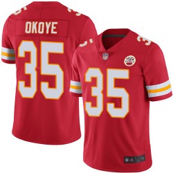 Limited Men's Christian Okoye Red Home Jersey - #35 Football Kansas City Chiefs Vapor Untouchable
