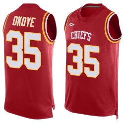 Limited Men's Christian Okoye Red Jersey - #35 Football Kansas City Chiefs Player Name & Number Tank Top