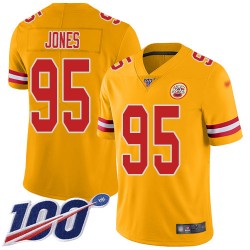 Limited Men's Chris Jones Gold Jersey - #95 Football Kansas City Chiefs 100th Season Inverted Legend