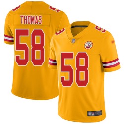 Limited Men's Derrick Thomas Gold Jersey - #58 Football Kansas City Chiefs Inverted Legend