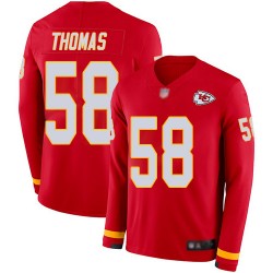 Limited Men's Derrick Thomas Red Jersey - #58 Football Kansas City Chiefs Therma Long Sleeve