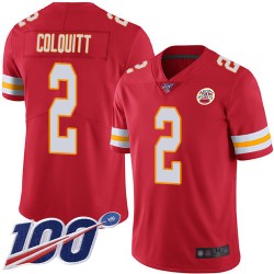 Limited Men's Dustin Colquitt Red Home Jersey - #2 Football Kansas City Chiefs 100th Season Vapor Untouchable