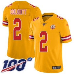 Limited Men's Dustin Colquitt Gold Jersey - #2 Football Kansas City Chiefs 100th Season Inverted Legend