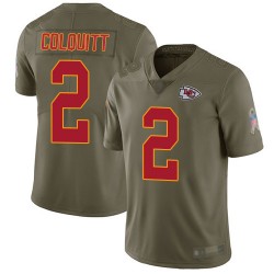 Limited Men's Dustin Colquitt Olive Jersey - #2 Football Kansas City Chiefs 2017 Salute to Service