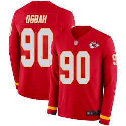 Limited Men's Emmanuel Ogbah Red Jersey - #90 Football Kansas City Chiefs Therma Long Sleeve
