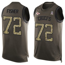 Limited Men's Eric Fisher Green Jersey - #72 Football Kansas City Chiefs Salute to Service Tank Top