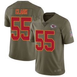 Limited Men's Frank Clark Olive Jersey - #55 Football Kansas City Chiefs 2017 Salute to Service