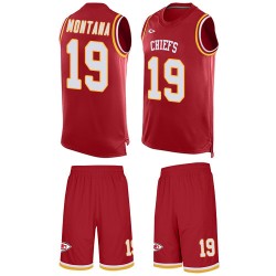 Limited Men's Joe Montana Red Jersey - #19 Football Kansas City Chiefs Tank Top Suit